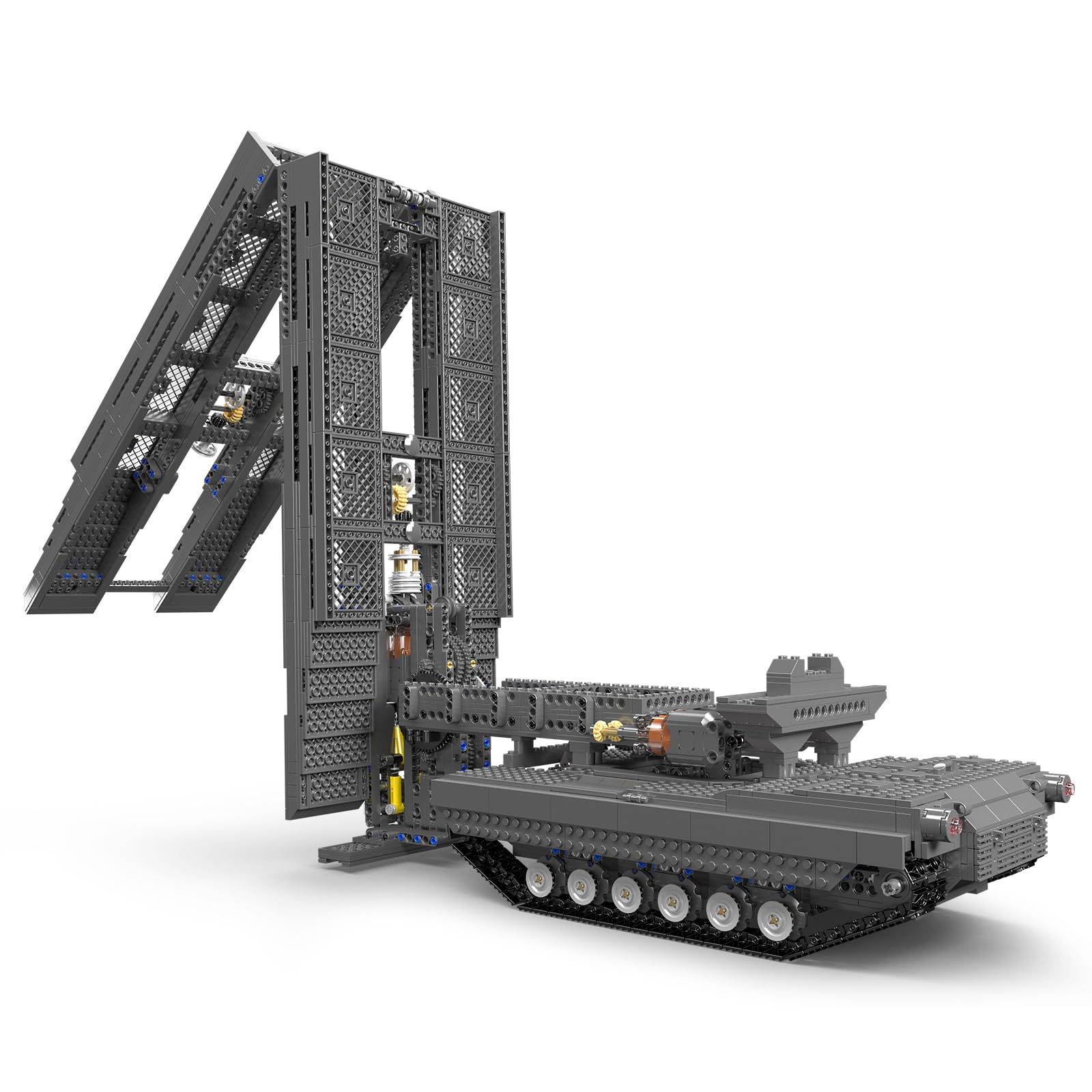 Mould King 20029 Technik Panzerbrückenbaufahrzeug Bausteine Modell, 1759 Teile Ferngesteuert Transporter Tank Konstruktionsspielzeug Klemmbausteine Bausatz für Erwachsene und Kinder