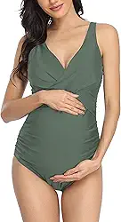 Roupa de banho de uma peça para gestantes, roupa de banho cruzada frontal com alças ajustáveis nos ombros