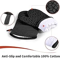 Vista 3 de Manoplas de horno y soportes para ollas, juego de guantes de horno resistentes al calor de 500 ℉, guantes de horno de silicona, agarre texturizado