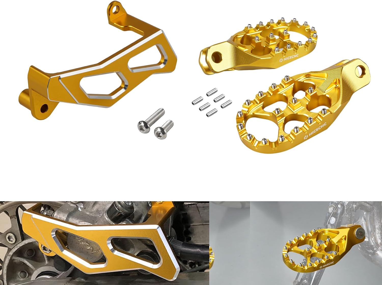 NICECNC Brake Caliper Guard & CNC Foot Pegs Compatible with Suzuki DRZ400SM 2005-2024 See Fitment