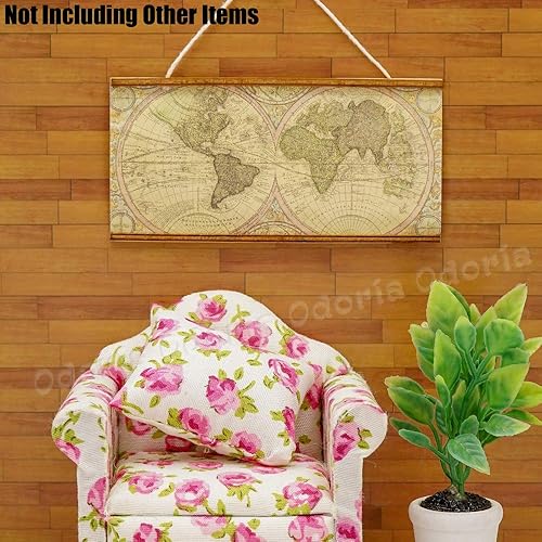 Miniatura 7 de Odoria Accesorios de decoración de casa de muñecas con mapa del mundo en miniatura 112