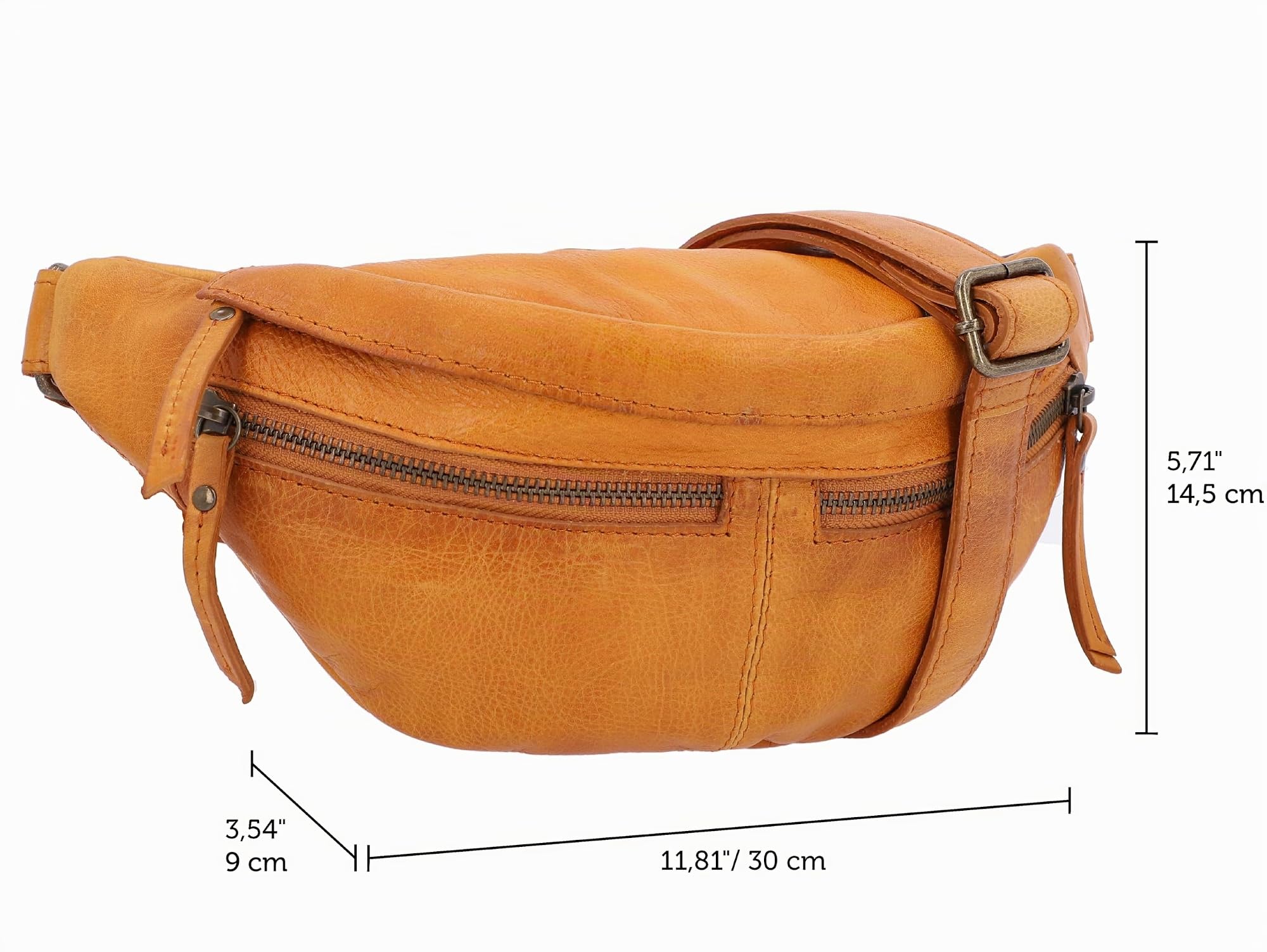 Gusti Gürteltasche Leder Acton – Bauchtasche Leder Damen & Herren im Vintage-Stil - Geräumige Hüfttasche Herren & Damen mit 3 Fächern
