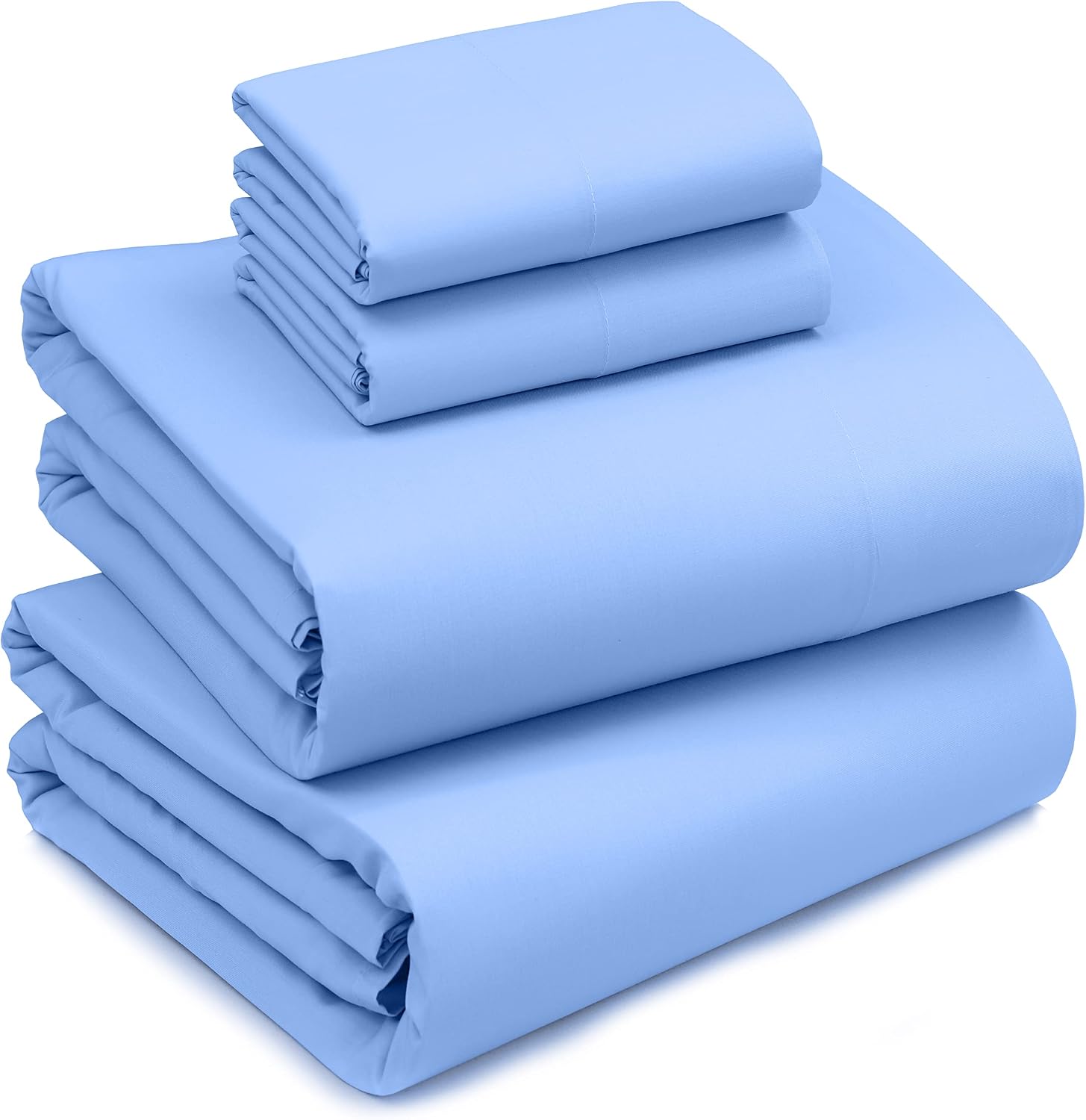 RUVANTI 100% Cotton Sheets - Crispy Cooling Percale Sheets - Breathable & Durable California King Sheet Set - Deep Pocket Cal. King Size Sheets - Baby Blue – Moisture Wicking Bed Sheets - 4 Pieces
