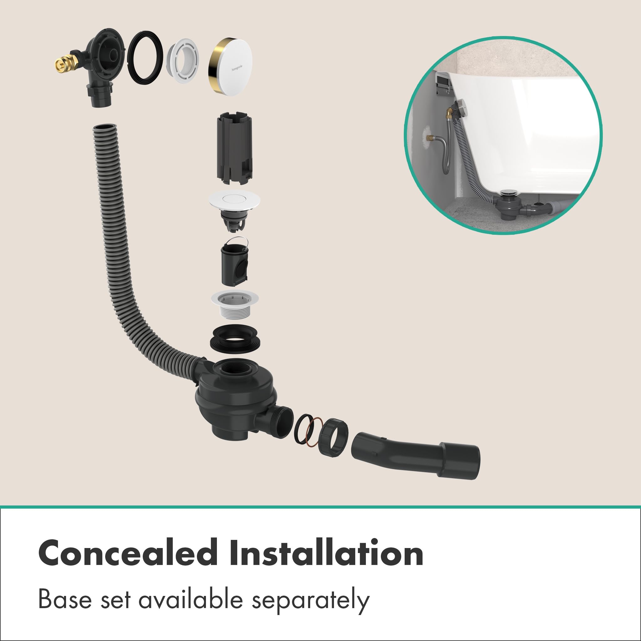 hansgrohe Flexaplus Element zewnętrzny do syfonu wannowego z przelewem