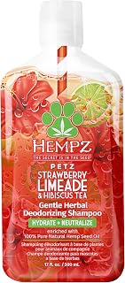 HEMPZ PETZ Dog Shampoo Wash - Strawberry Limeade & Hibiscus Tea - Pet Limited Edition Hypoallergenic, Deodorizing, Moisturizing for Itch Relief for Dry, Sensitive & Allergy Prone Skin - 17 fl oz