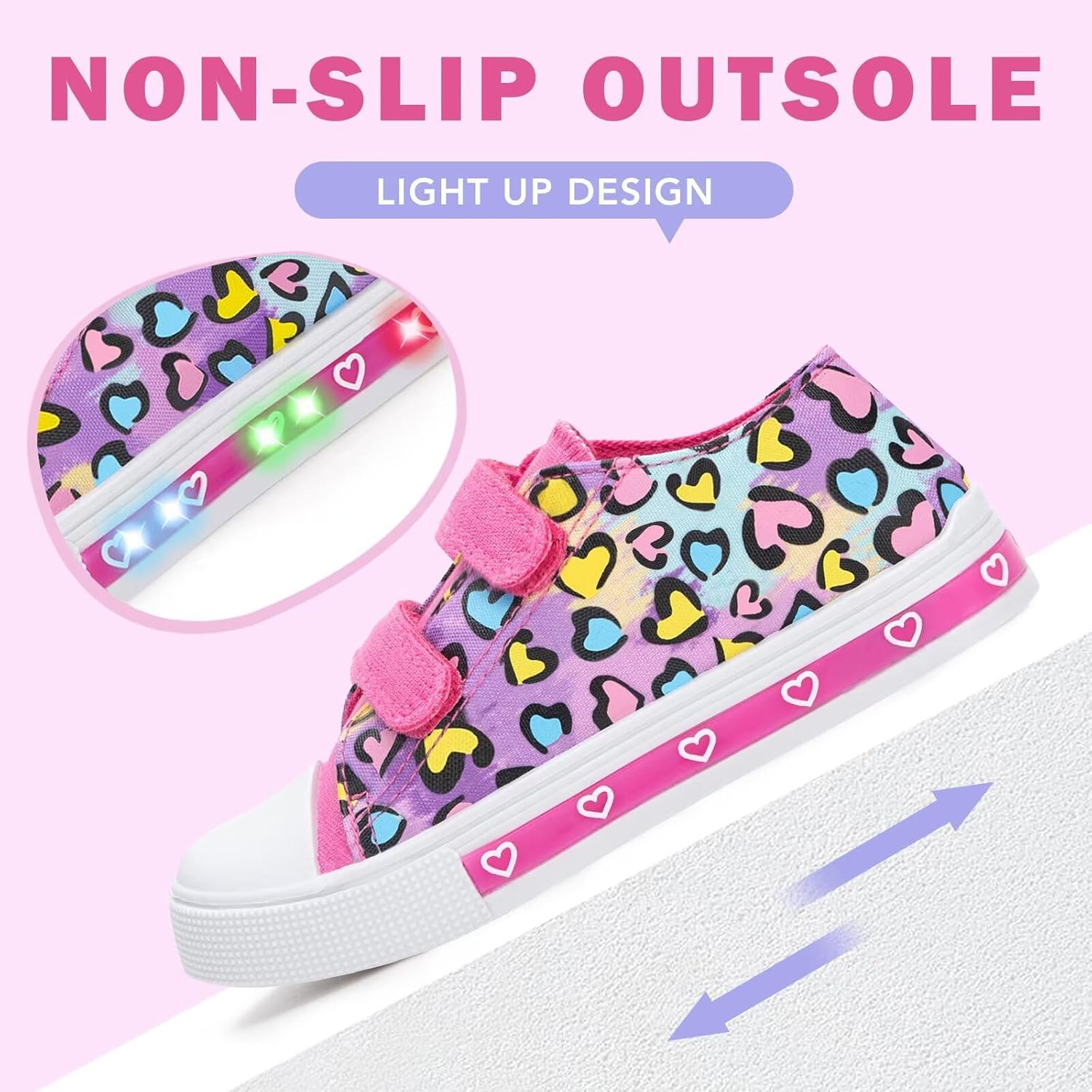 Toddler Kids Sneakers for Boys Girls Light Up Canvas Shoes Children Low Top Casual Outdoor Sneaker with Adjustable Straps - Image 3