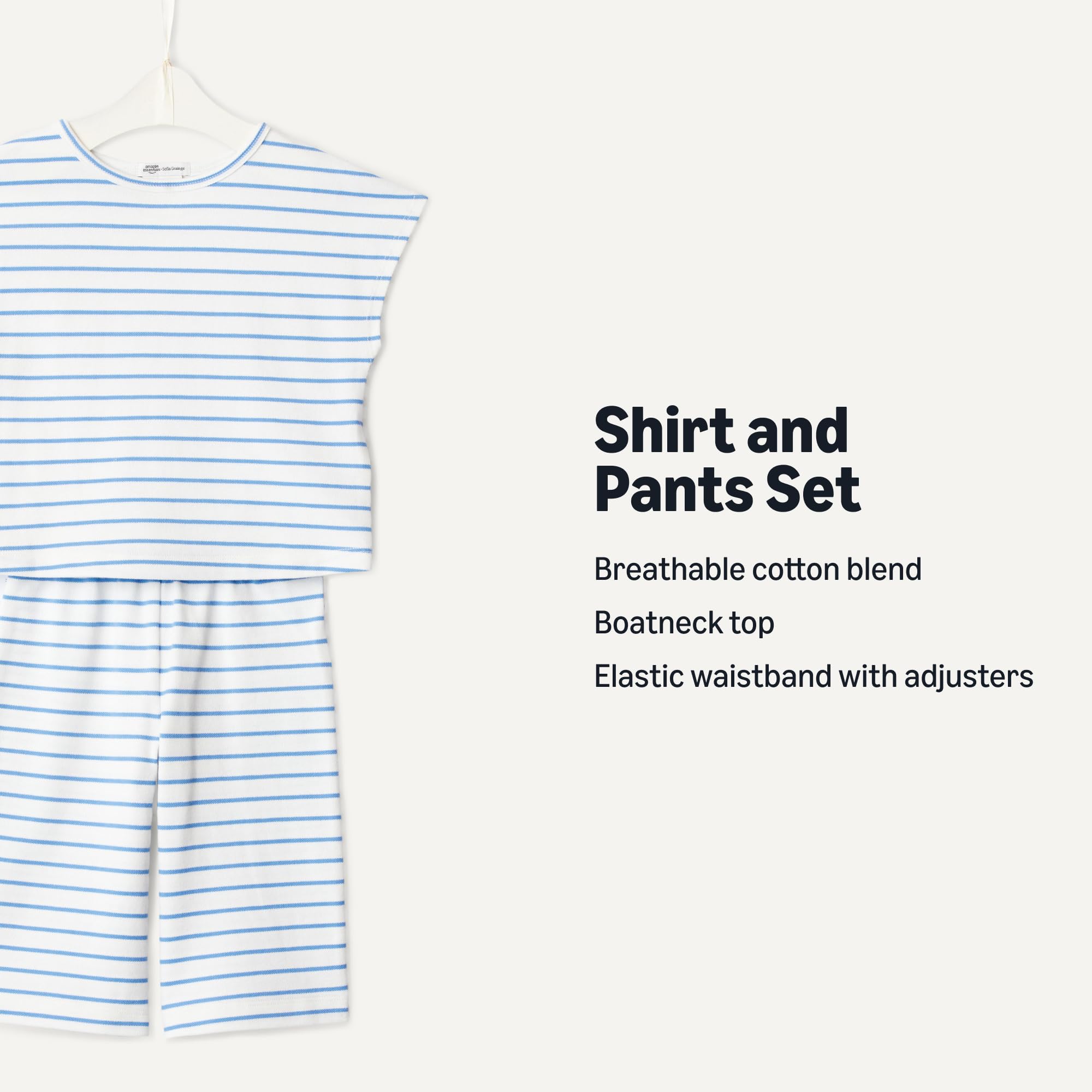 Amazon Essentials x Sofia Grainge Toddlers and Baby Girls' Cotton Pique Short Sleeve T-Shirt & Pants Play Set - 2