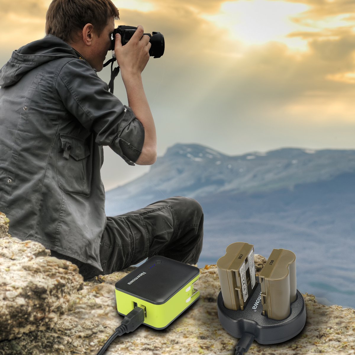 Newmowa BP-511 Batteria (confezione da 2) e Doppio Caricatore USB per Canon BP-511 BP-511A Canon EOS 5D 10D 20D 30D 40D 50D Rebel 1D D60 300D D30 Kiss Powershot G5 Pro 1 G2 G3 G6 G1 Pro90