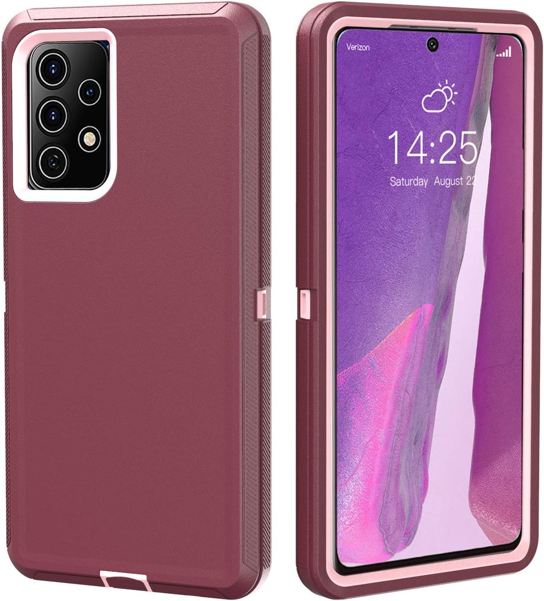 Galaxy A52 case,Samsung A52 5g case A52 Heavy Duty case[ with Clip], [Shockproof] [Dropproof] [Dust-Proof], Compatible with Galaxy A52/Galaxy A52 5G(WineRed/Pink)