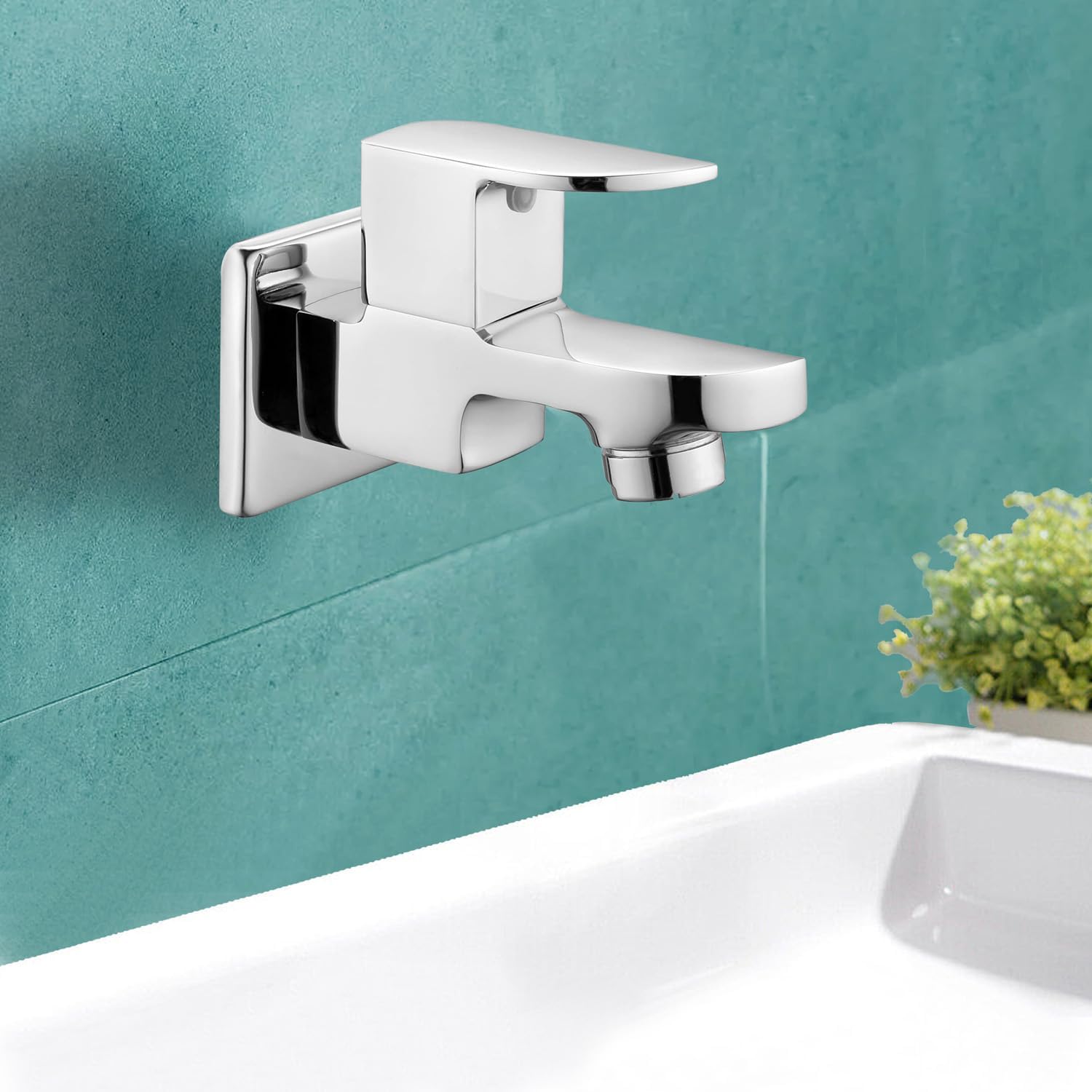 Ruhe® Pristine Bib Cock Brass Faucet | Bib Tap for Bathrooms, Washing Areas, Gardens | Faucet with Chrome Finish