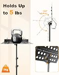 New bee Music Stand, support de partition pliable avec panneau triple & Sac de transport, réglable en hauteur jusqu'à 58.3" Porte-livres en métal pour la pose/la pose, performance professionnelle & Voyages