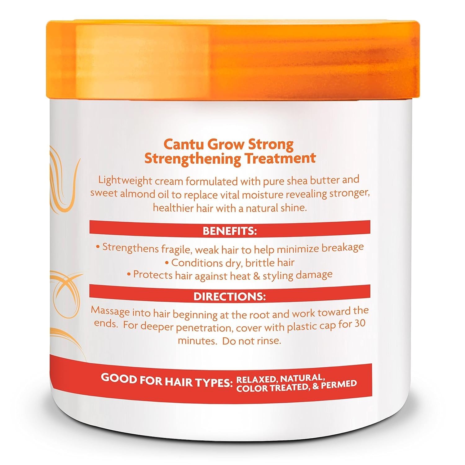 Cantu Grow Strong Strengthening Treatment – krem pielęgnacyjny do łamliwych włosów – nawilżający – chroni przed uszkodzeniami spowodowanymi wysoką temperaturą – z masłem shea – zapobiega łamaniu