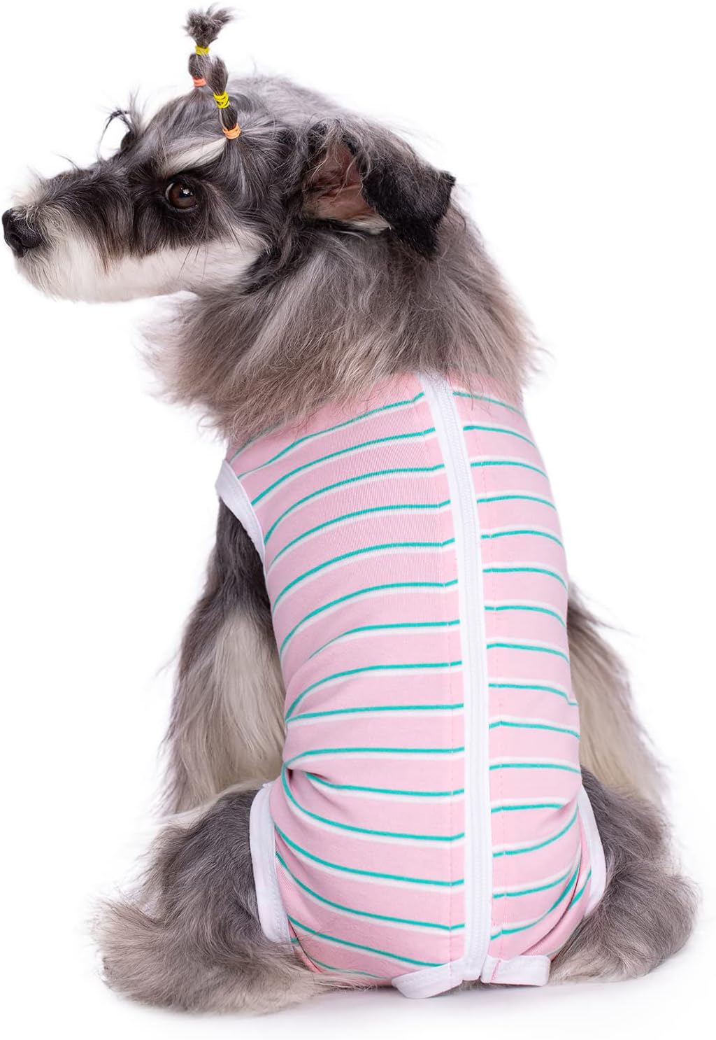 Puppy Striped Recovery Suit for Female Male Dogs Cats,Zip Up Dog Onesie Recovery Shirt Abdominal Wounds,Professional Spay Neuter Dog Pet Bodysuit After Surgery Wear Anti Licking Wounds