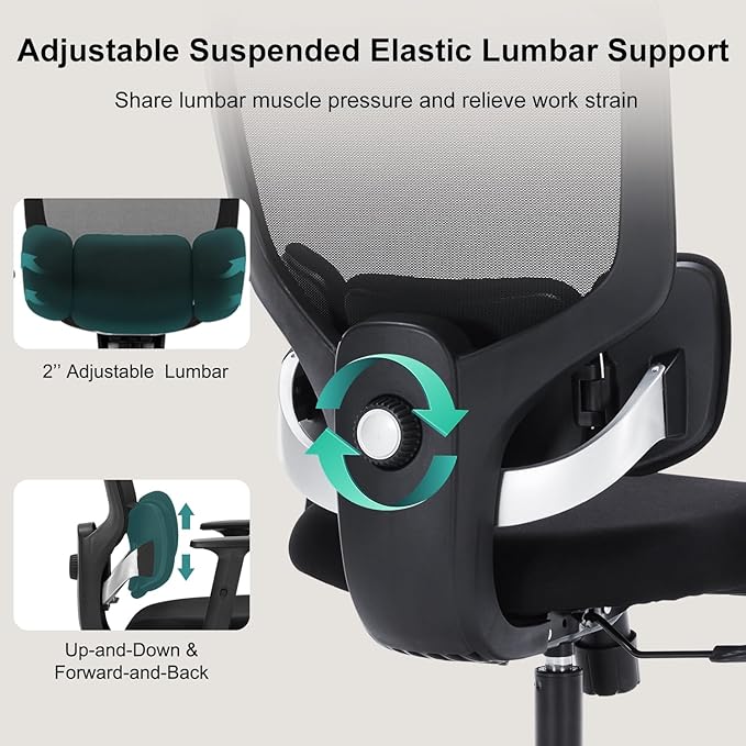 Silla de Oficina Ergonómica con Soporte Lumbar y Reposacabez miniatura 5