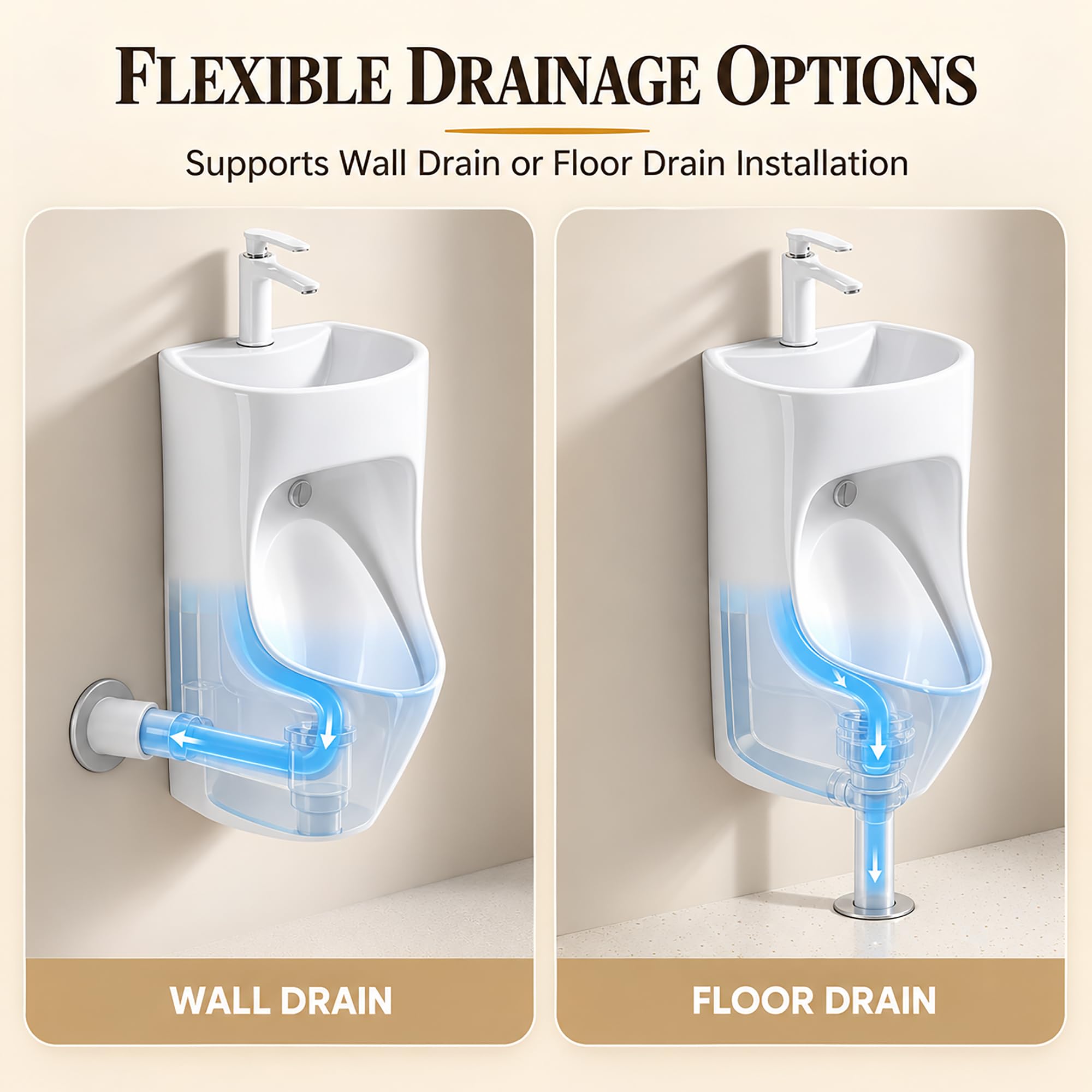 Orinatoio in Ceramica con Lavabo per Uomo, Modello a Parete 2 in 1