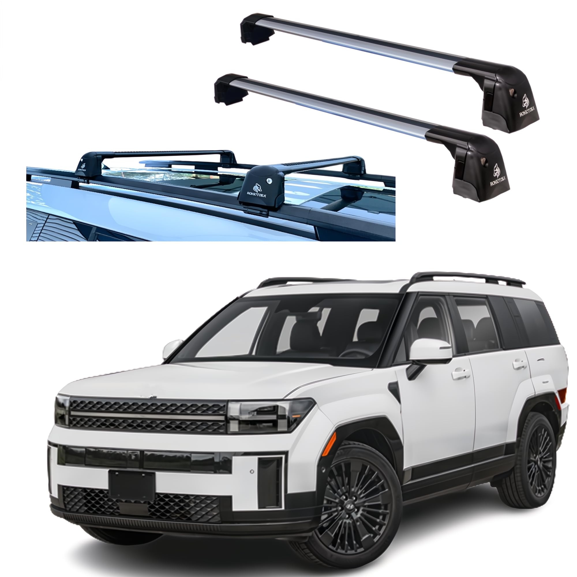 Cross Bars For Hyundai Santa Fe 2024-2025 Cross Bars Rails Black