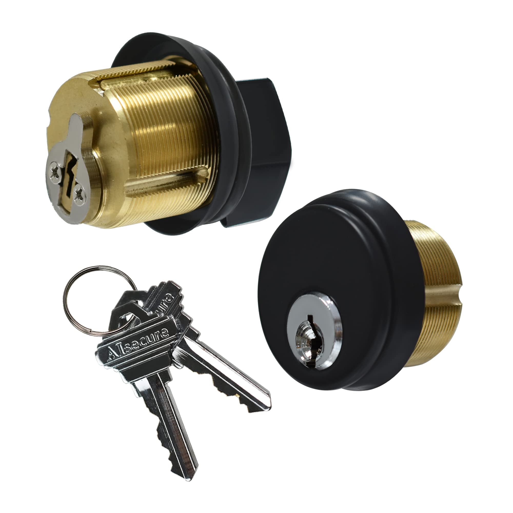 Buy AIsecure Brass Mortise Cylinder with SC Keyway Keys & Thumbturn