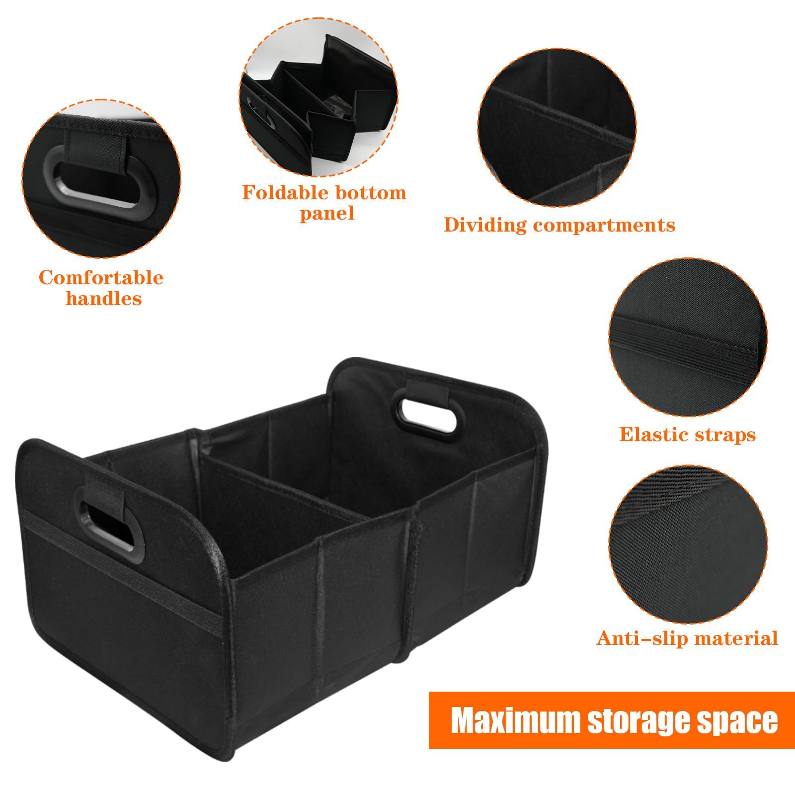 Bolsa organizadora para el Maletero, para FIAT Panda Classic/Pandazzurri/Panda City Cross Caja Plegable Coche Reforzada Robusta Antideslizante multicompartimento