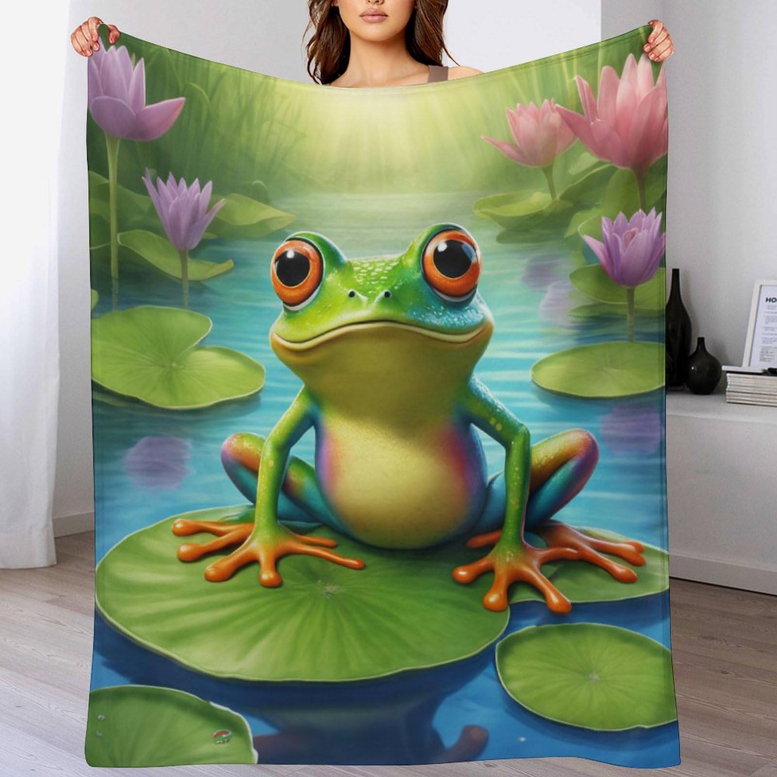 Manta de forro polar de rana 130x150 cm ligera y supersuave para sofa