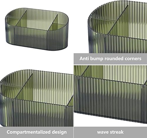 Miniatura 5 de DASITON Soporte para brochas de maquillaje de gran capacidad, soporte para brochas de maquillaje de 5 ranuras, soporte para brochas de maquillaje a