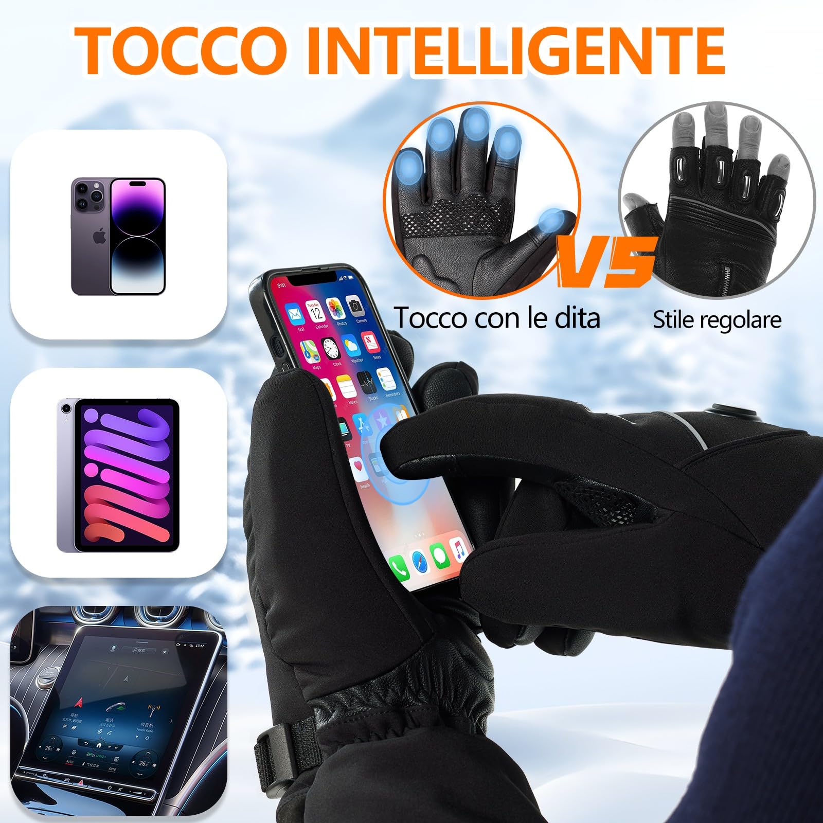 Mincoo Guanti Riscaldanti per Moto Unisex - Guanti Riscaldanti USB con Batteria 6000mAh, Impermeabili/Antivento, 3 Livelli di Regolazione della Temperatura, Ideali per lo Sci e la Bicicletta