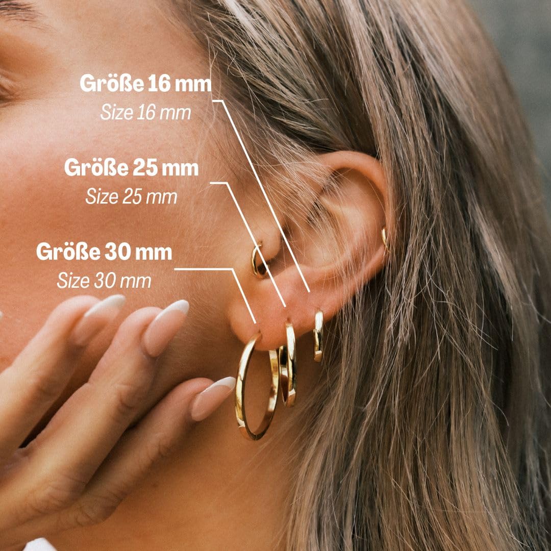 Mary & Jules goldene Ohrringe Damen aus recyceltem Silber, vergoldet, Ohrringe Creolen Gold aus 925 Sterling Silber, Ohrringe Gold Creolen für Frauen und Mädchen, hautverträglich, Echtschmuck