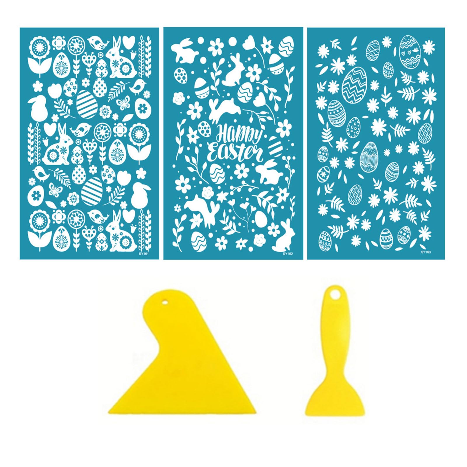 Buxuaaaa Clay Stencils Easter Non-Adhesive Silk Screen Printing Stencils Mesh Stencil Transfer for Earring Making Easter Party Accessories