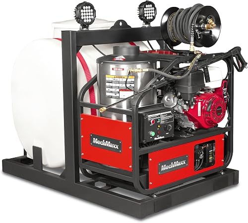 MechMaxx 4000 PSI 4 GPM Honda 389CC 11.7HP E-Start Engine Hot Water Pressure Washer Skid Mounted with 175 Gal Tank, HPW40HT