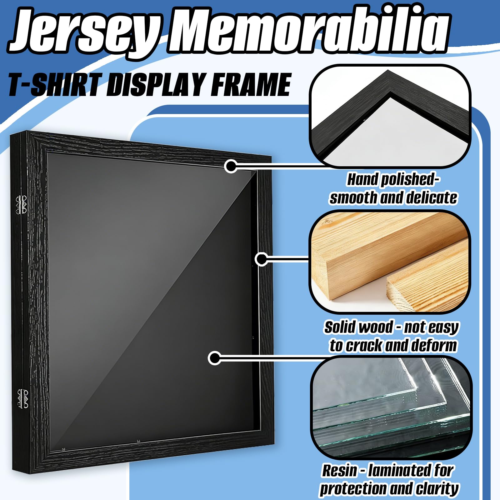 Cornice Per Maglia Da Calcio, 2 Pezzi Cornice Espositiva Per Magliette Sportive Per Casa Studio Soggiorno Baseball Giocatori Collezionisti Uniformi Scrivania Mensola 33x33 cm