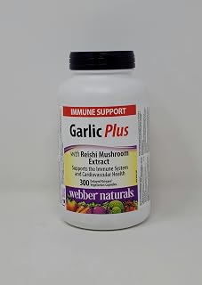 Webber Naturals Garlic Plus with Reishi Mushroom Extract Immune Support Herbal Supplement, 300 Count