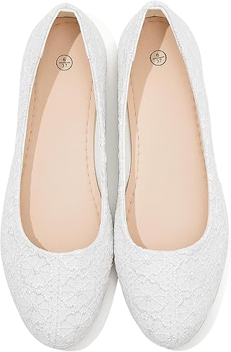 Zapatos de vestir para mujer con punta redonda, zapatos planos de encaje para ballet, cómodos y plegables, tacón bajo
