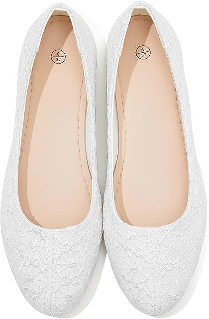 Dress Shoes for Women Round Toe Flats Shoes Lace Ballet Flats Dressy Com...
