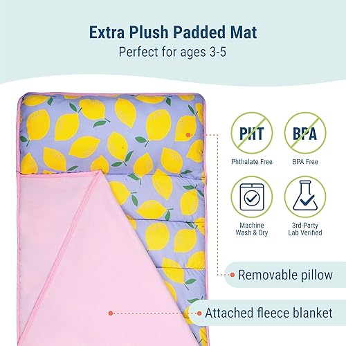 Miniatura 2 de Wildkin Tapete de microfibra para siesta de 43 pulgadas con almohada reutilizable para niños y niñas, ideal para guardería y preescolar, tapete de