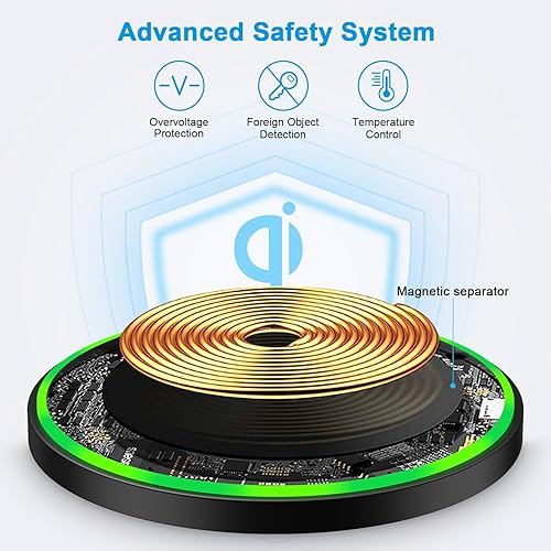 Miniatura 4 de Cargador inalámbrico de carga rápida para Samsung Galaxy S25 Ultra S25+ S25 S24 S23 FE S22 S21 S20 S10, cargador inalámbrico Android de 15 W,