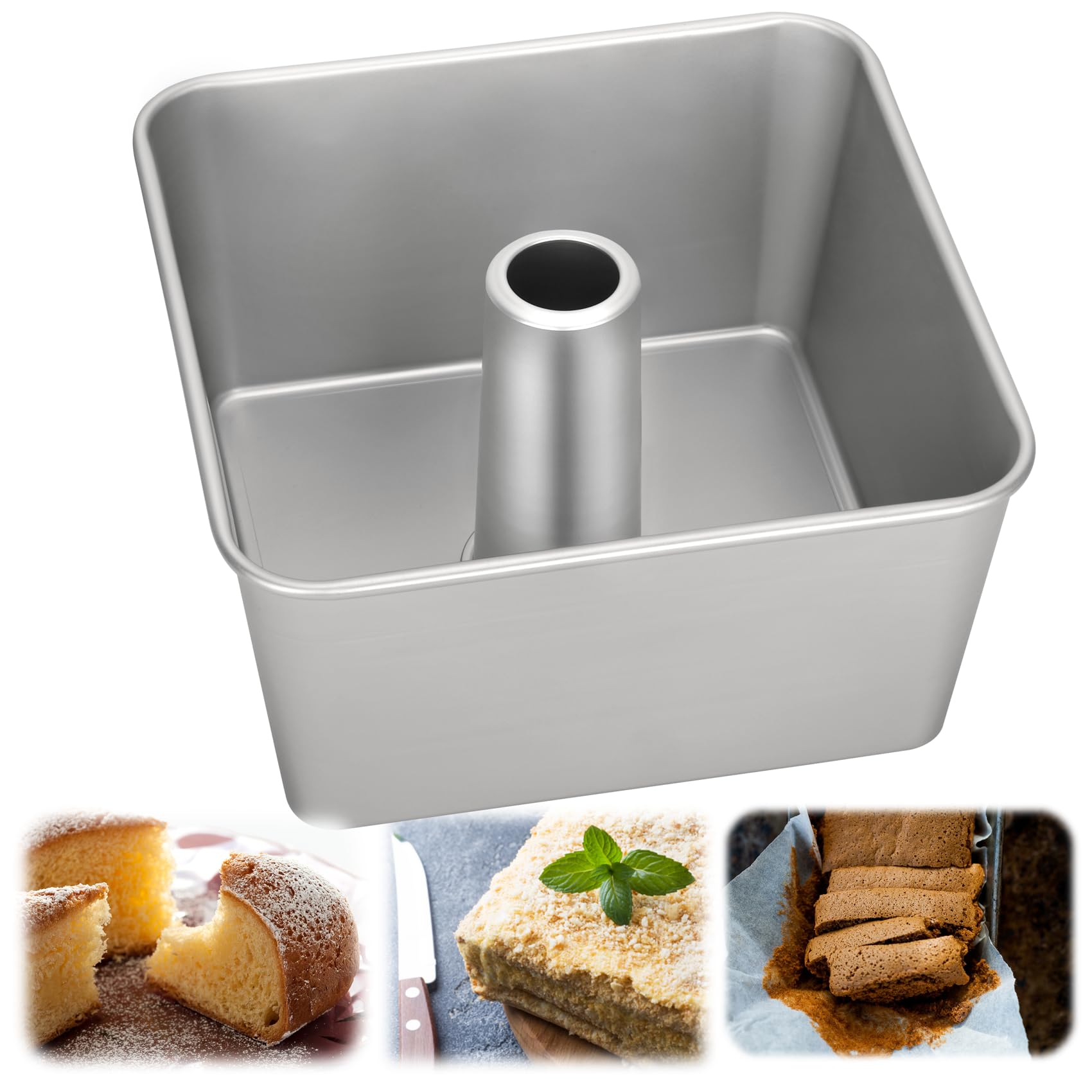 Moule à gâteau carré 18 tasses en aluminium anodisé 23cm sans couture