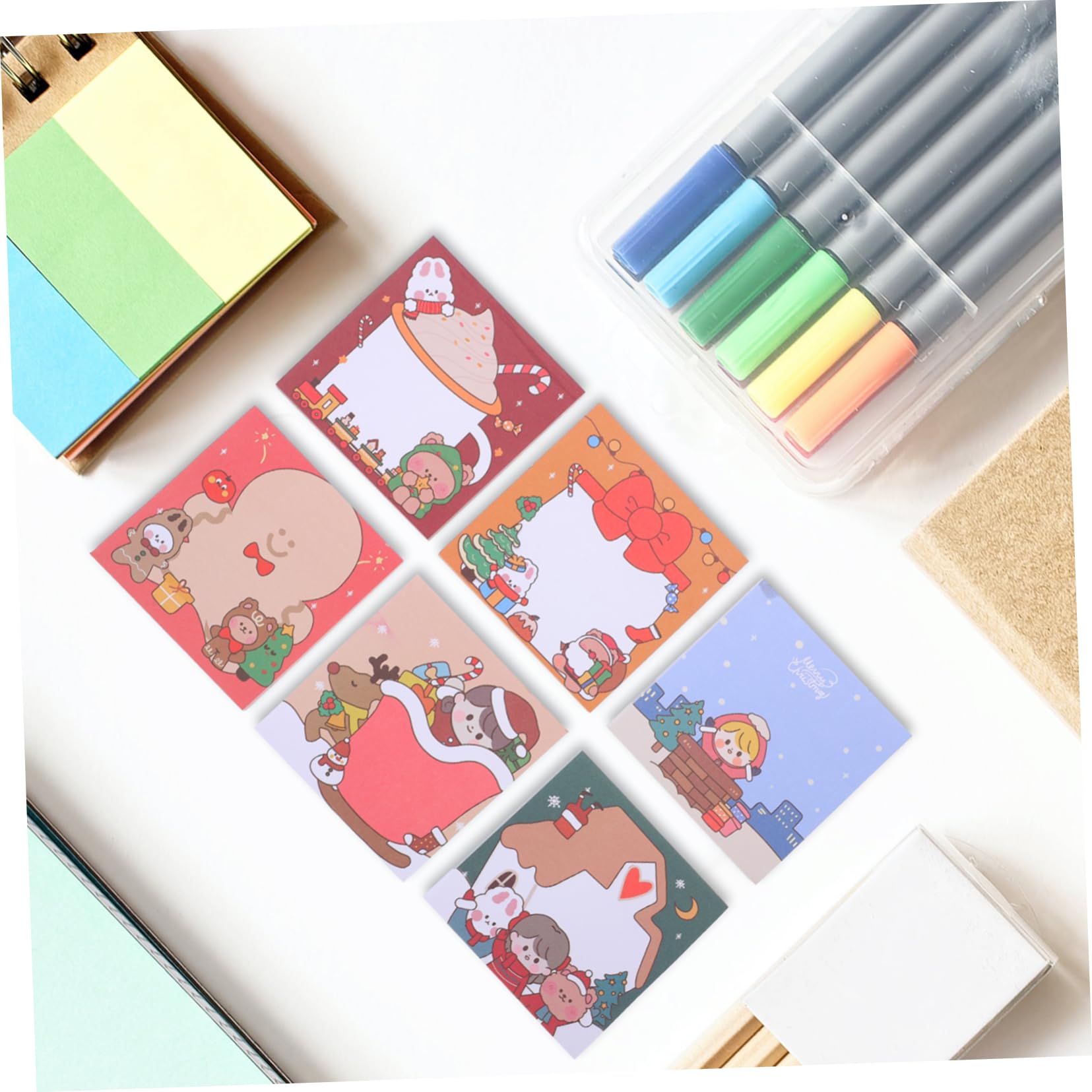 SHINEOFI Piezas notas adhesivas navideñas sticker paper sticky notes christmas decoration favor de navidad pegatinas notas de papel pegatinas Bloc de notas hermosa nota posterior
