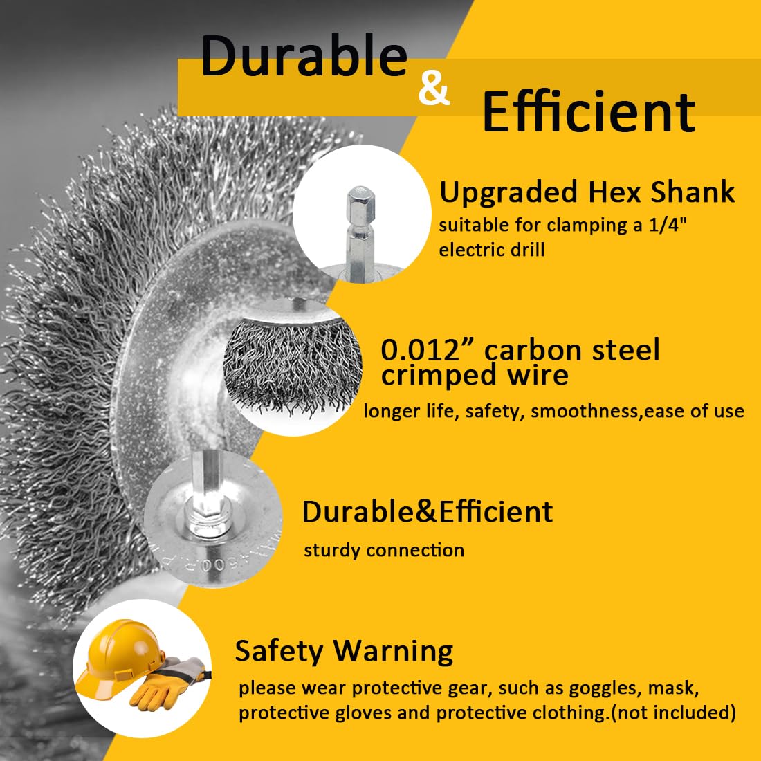 3PC Brass Coated Wire Wheel Brush Kit for Drill, Crimped Cup Brush with 1/4-Inch Shank,0.13mm Coated Brass Wire Brushes, for Fast Removal of Rust, Paint and Scale from Metal and Wood
