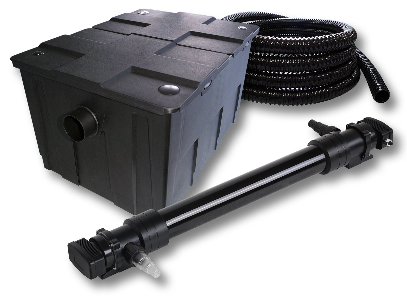 SunSun Kit complet: CBF-550 Filtre de bassin jusqu'à 60000 L Biologique, CUV-672 lampe uv UVC Clarificateur avec 72W, 5m Tuyau 25 mm (1")