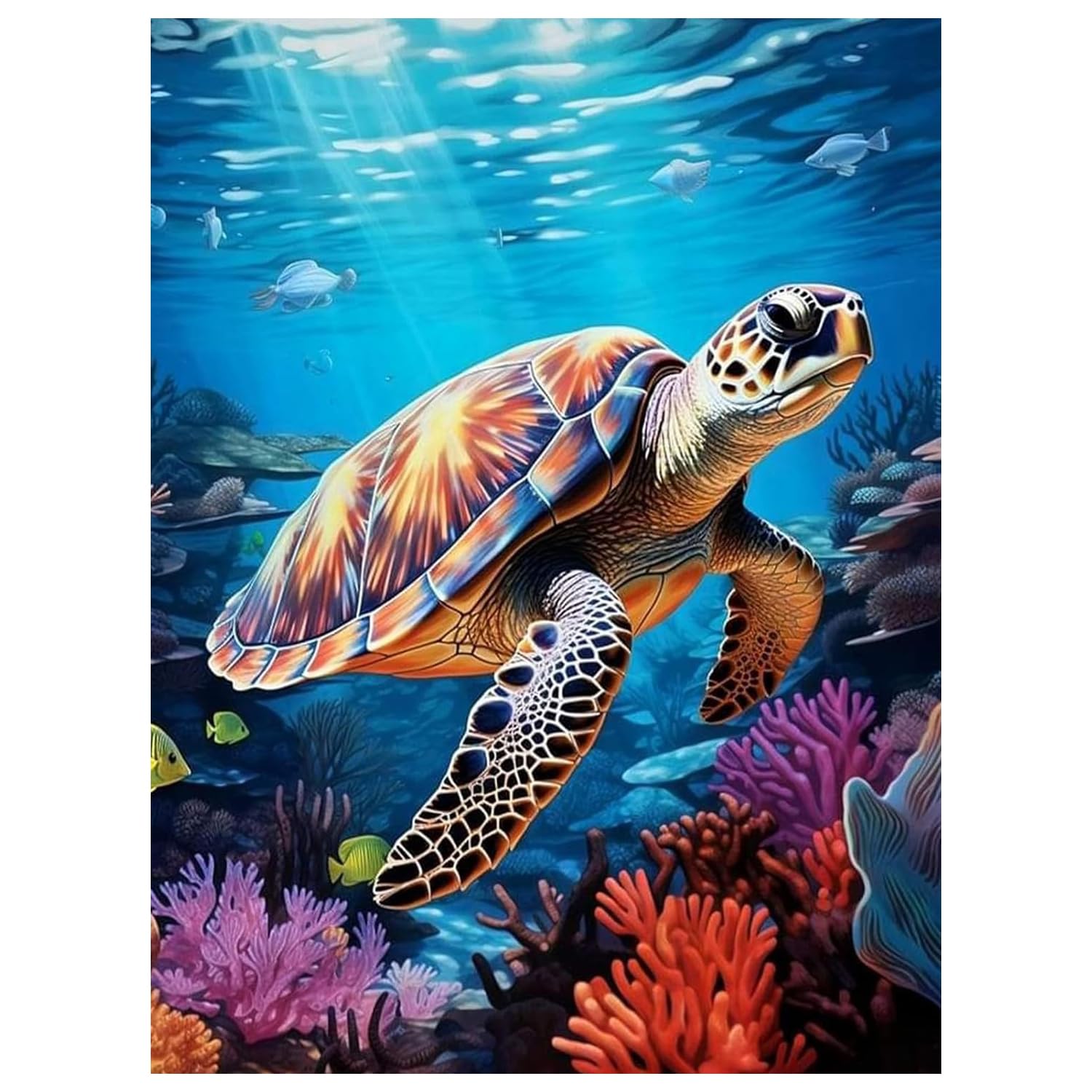 Wergund Diamond Painting Schildkröte – DIY Diamantbild 30x40 Cm Mit Runden Diamanten