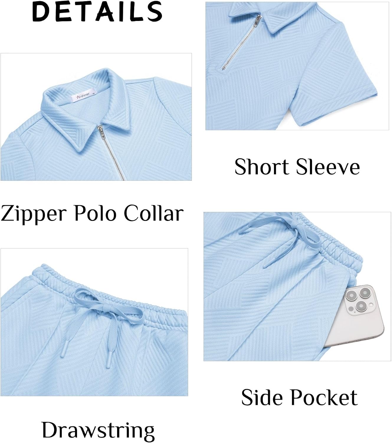 Arshiner Boys 2 Piece Outfits Zip Polo Shirt & Drawstring Shorts 4-13 Years