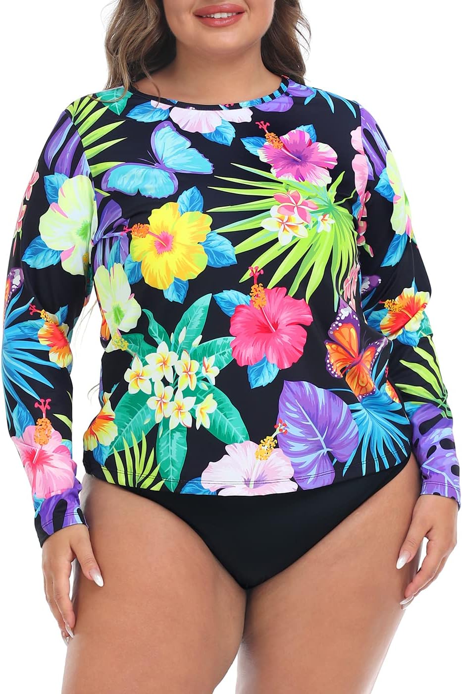 HDE Plus Size Rash Guard for Women UPF 50 Quick Dry Long Sleeve Swim Top