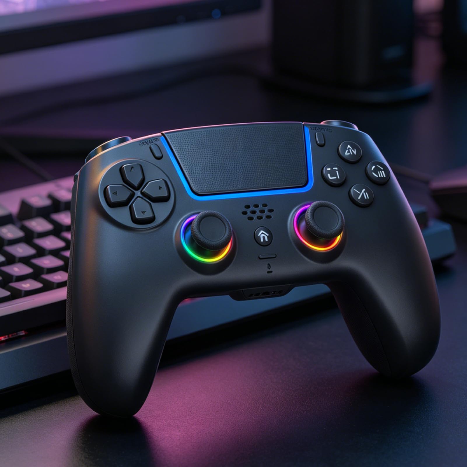 Controller di Gioco Wireless con Illuminazione RGB e Controllo del Movimento per Un'esperienza di Gioco su PC - Connessione Bluetooth e Cablata