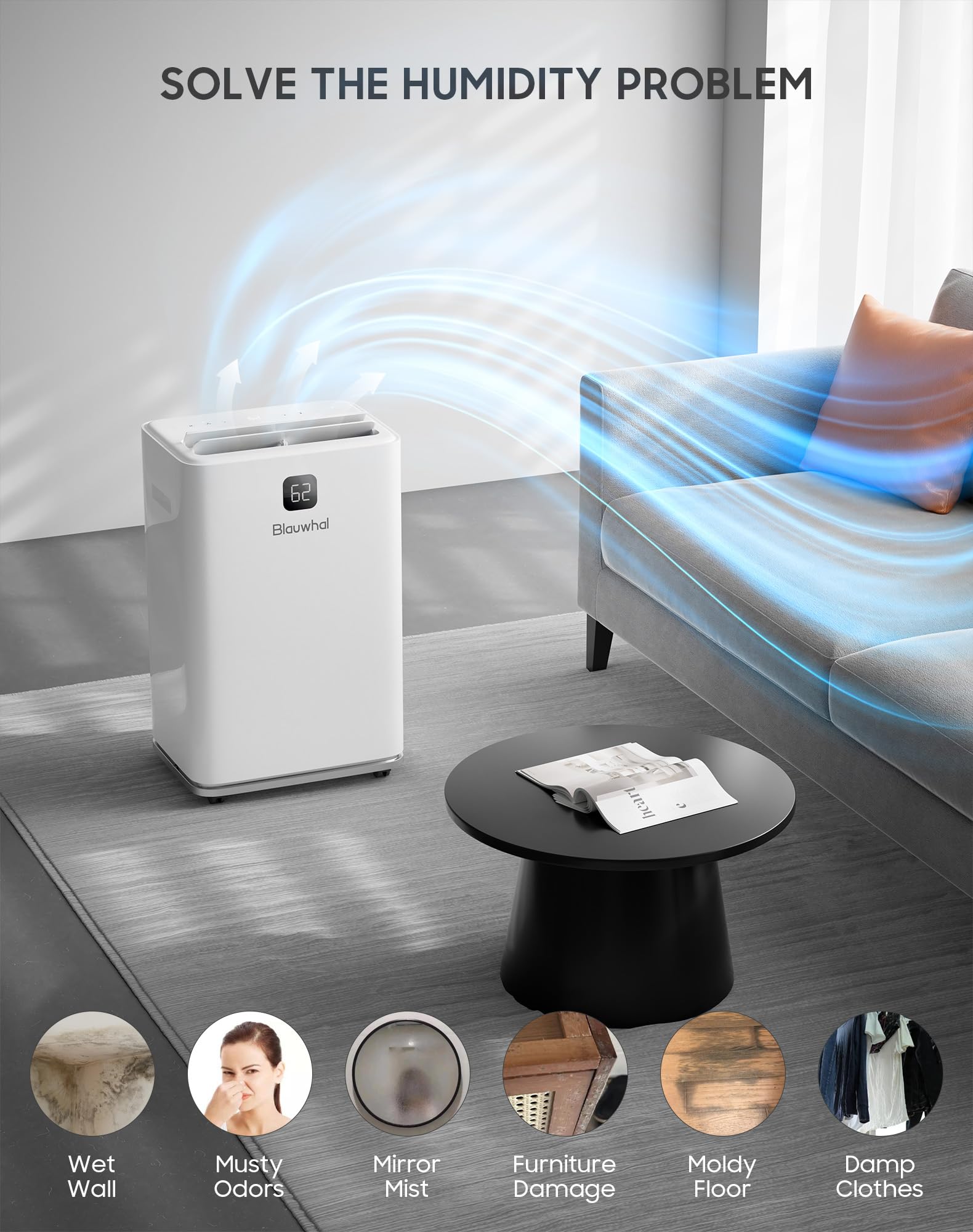 Dehumidifier with Pump for Basement Home Dehumidifiers with Drain Hose for Commercial and Industrial 150 Pint Max for 8000 Sq ft Storages, Warehouses, Auto Defrost,Child Lock,3 Modes,Timer (150 pint)