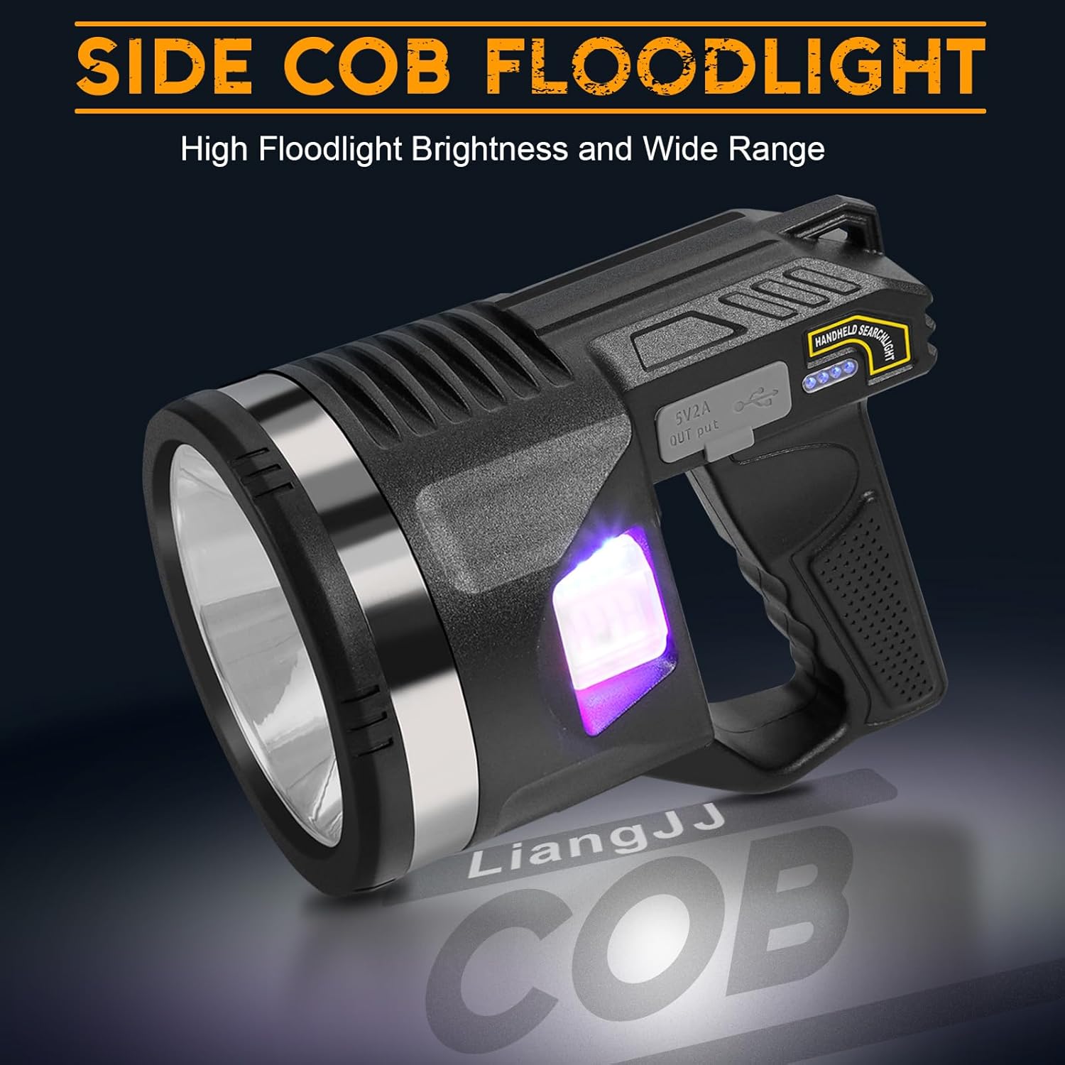 Spotlight 1000000 Lumens, 6 Modes Super Bright LED Rechargeable Spotlight Flashlight with Cob Light, Tripod, Strap, 24000mAh 25Hrs IPX7 Waterproof Spot Lights Outdoor Handheld for Boating, XXL