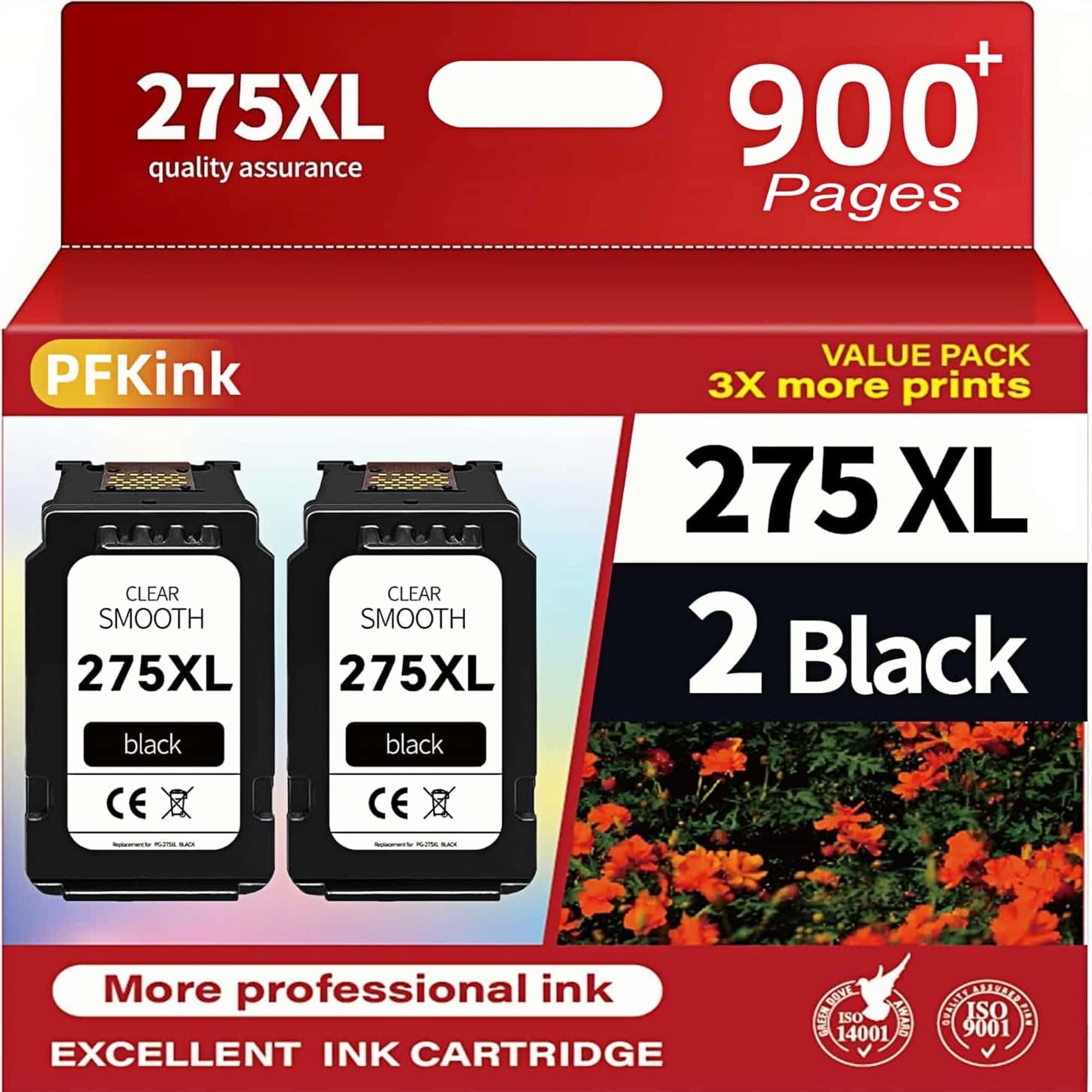 PFKink 275XL Ink Cartridge Replacement for Canon Ink 275 275XL Black PG-275 PG-275XL Works for Canon PIXMA TR4720 TS3720 TS3500 TS3522 TS3520 TS3722 TR4700 TR4722 TR4723(2 Black)