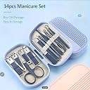 PRAYAS Portable Nail Cutter Set, Ultra Sharp Sturdy Fingernail Toenail Clipper Nail Clipper With Glass File 14 Pcs Set For Men Women Adult Nail Cutter Set For Thick Toenails & Nail (Blue) gallery image