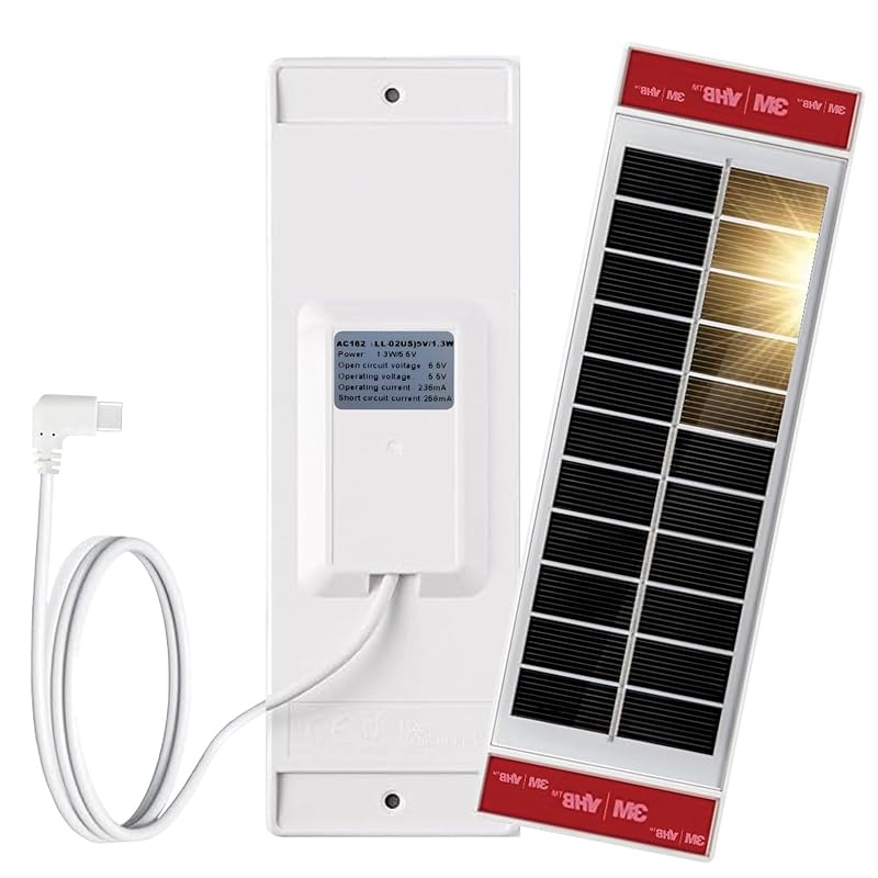 Painel solar monocristalino Huhua 1,3 W e 5,5 V com conector USB-C para persianas elétricas inteligentes, AC182