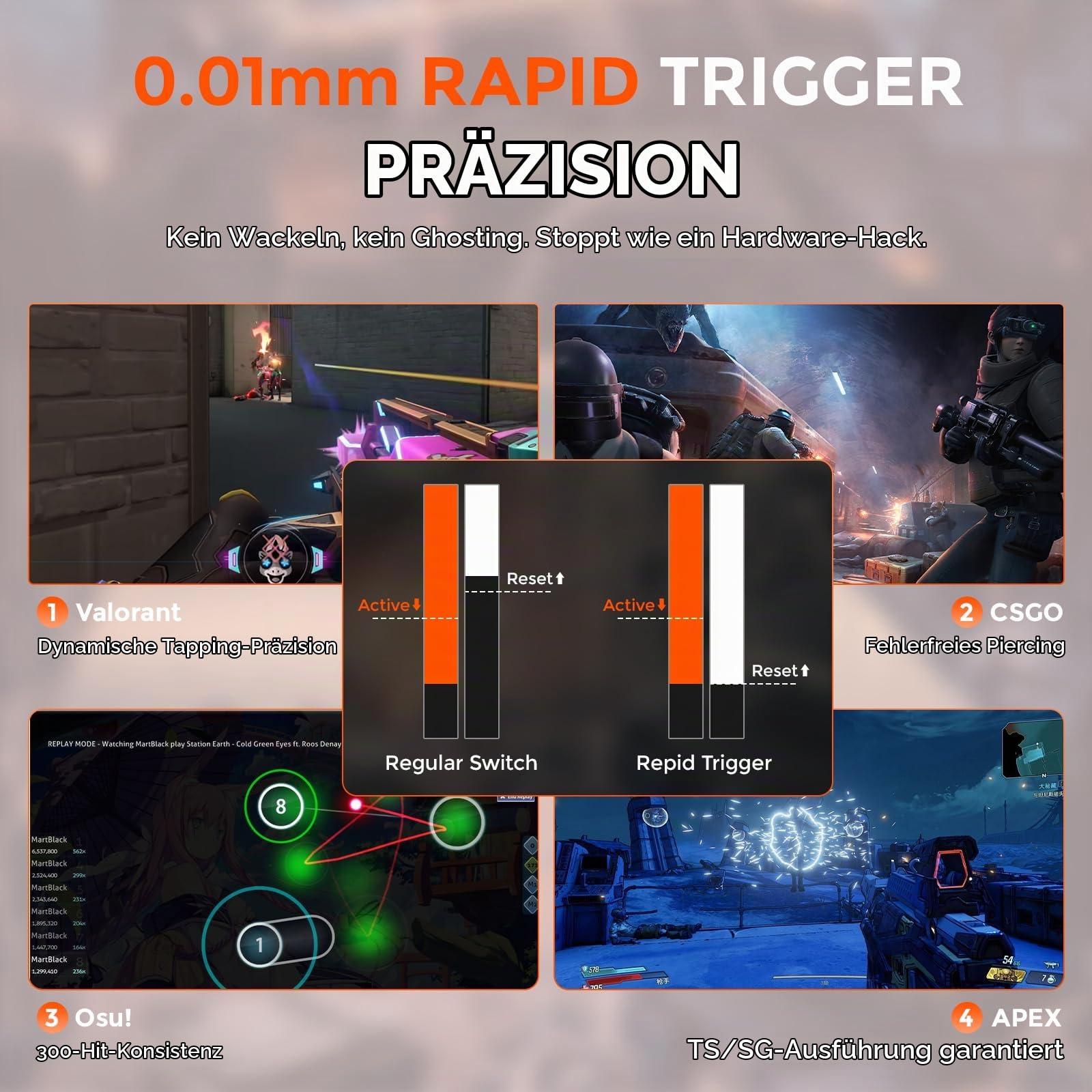 DAREU COOL60 8K Hz Rapid Trigger Magnetic Gaming Tastatur, 60% Wired Tastatur mit Halbtransparent Tastenkappen, 15 RGB Modes, 0,01mm RT-Genauigkeit, Einstellbare Betätigung, für PC/Mac(Rot)
