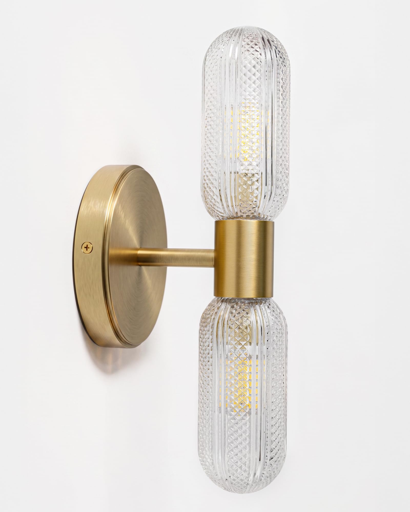 Brushed Gold Two-Light Bathroom Wall Sconce