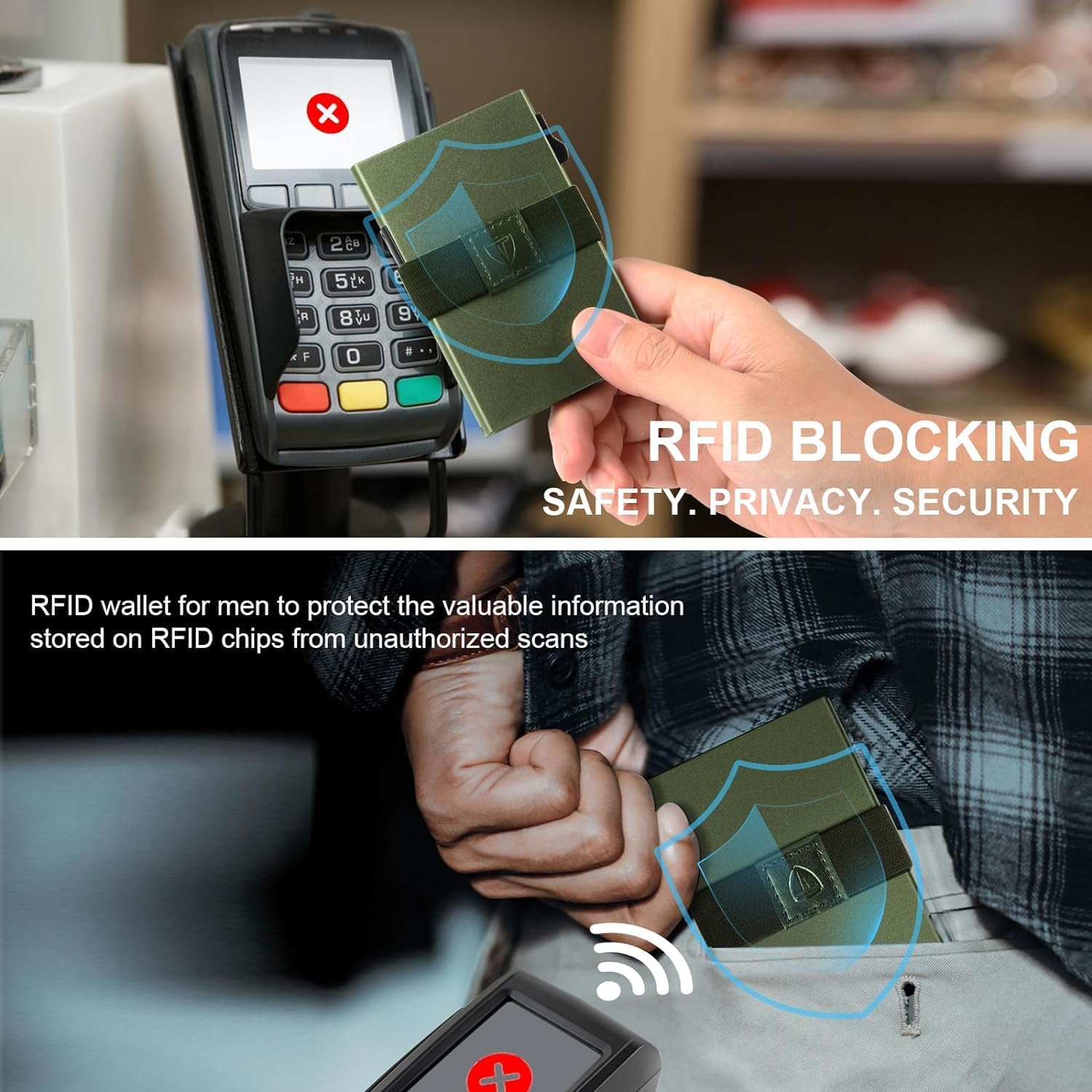 Metal Wallet with Quick Access to Cards, Aluminum Card Holder Pop Up Wallet for Men, RFID Minimalist Wallet for Men that Can Hold 14+ Credit Cards, Ideal Gift for Men, Army Green - Image 6